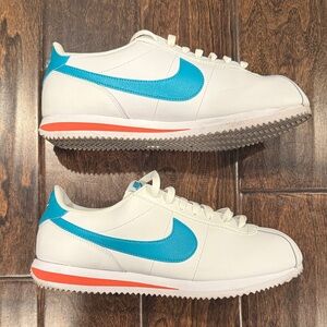 Nike White and Blue Cortez Sneakers
